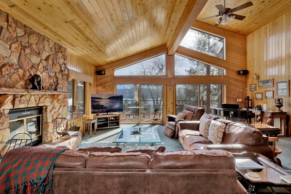 Cabin, Multiple Beds, Pool Access (VC714) | Living area | Fireplace