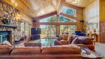 Cabin, Multiple Beds, Pool Access (VC714) | Living area | Fireplace