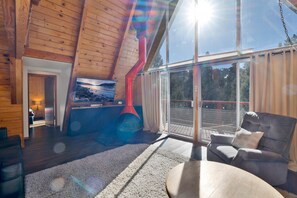 Cabin, Multiple Beds, Pool Access, Mountain View (VC653) | Living area | Fireplace
