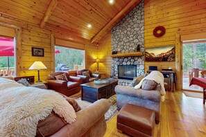 Chalet, Multiple Beds, Pool Access, Mountain View (VC569) | Living area | Fireplace - Branchwater Lodge #569 (Big Bear Lake)