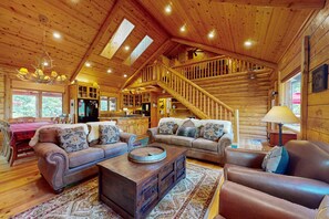 Chalet, Multiple Beds, Pool Access, Mountain View (VC569) | Living area | Fireplace