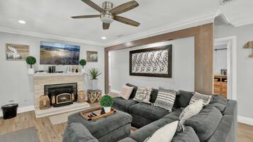 Cabin, Multiple Beds, Pool Access, Mountain View (VC609) | Living area | Fireplace