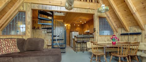 Cabin, Multiple Beds, Pool Access, Mountain View (VC247) | Living area | Fireplace
