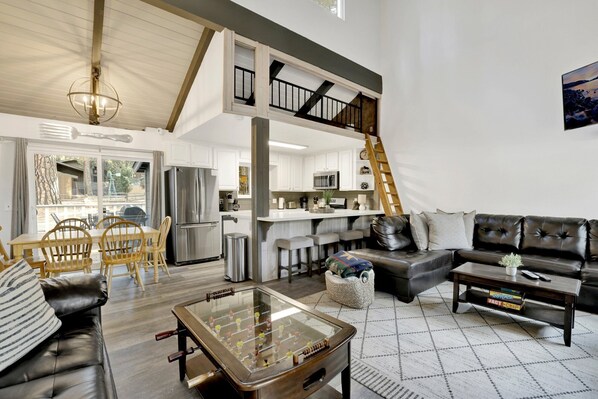 Cabin, Multiple Beds, Pool Access, Mountain View (VC587) | Living area | Fireplace - Moose-in' Around (Big Bear Lake)