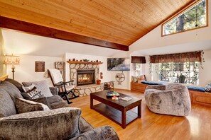 Cabin, Multiple Beds, Pool Access, Mountain View (2538) | Living area | Fireplace