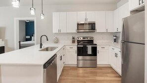 Fridge, dining tables