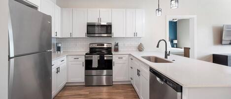 Fridge, dining tables