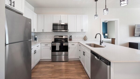 Fridge, dining tables