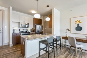 Fridge, dining tables