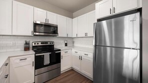 Fridge, dining tables