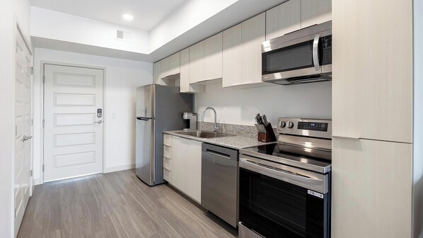 Fridge, dining tables