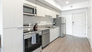 Fridge, dining tables