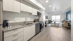 Fridge, dining tables