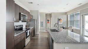 Fridge, dining tables