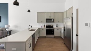 Fridge, dining tables