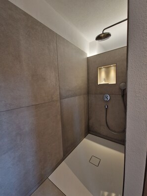 Regadera, secadora de cabello, toallas, jabón 