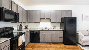 Fridge, dining tables