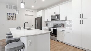 Fridge, dining tables