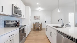 Fridge, dining tables