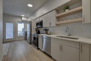 Fridge, dining tables