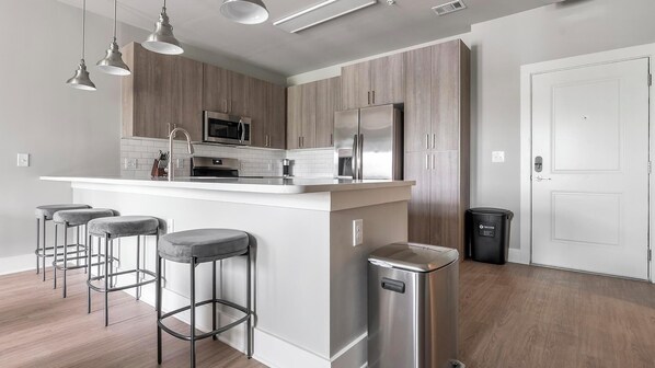 Fridge, dining tables