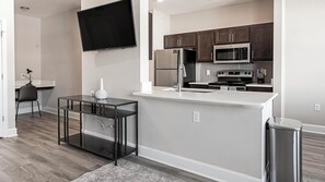 Fridge, dining tables