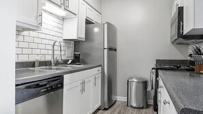 Fridge, dining tables