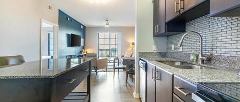 Fridge, dining tables