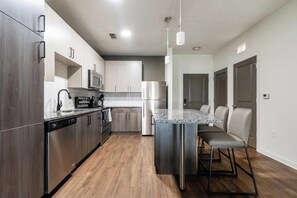 Fridge, dining tables