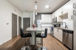 Fridge, dining tables