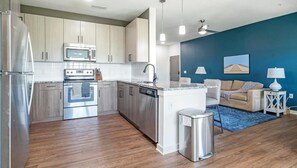 Fridge, dining tables - Landing | Stunning 2BD, Pool, Courtyard (Melbourne)