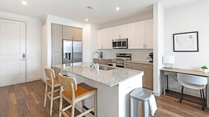 Fridge, dining tables