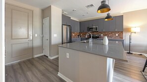 Fridge, dining tables