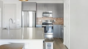 Fridge, dining tables
