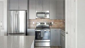 Fridge, dining tables