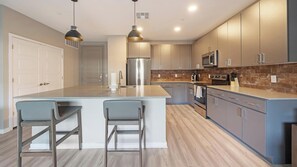 Fridge, dining tables