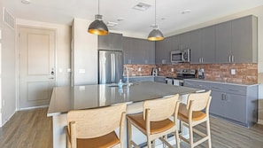 Fridge, dining tables