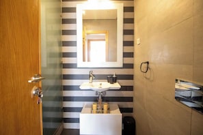Douche, sèche-cheveux, serviettes fournies, papier toilette