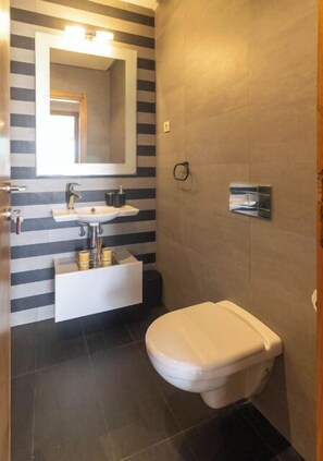 Douche, sèche-cheveux, serviettes fournies, papier toilette