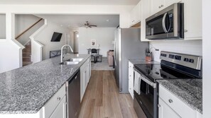Fridge, dining tables