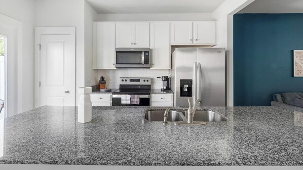 Fridge, dining tables