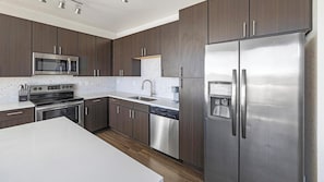 Fridge, dining tables