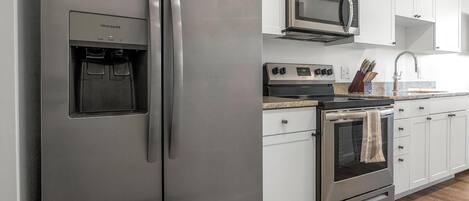 Fridge, dining tables