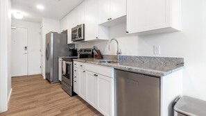 Fridge, dining tables