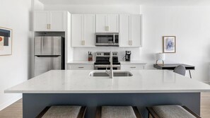 Fridge, dining tables