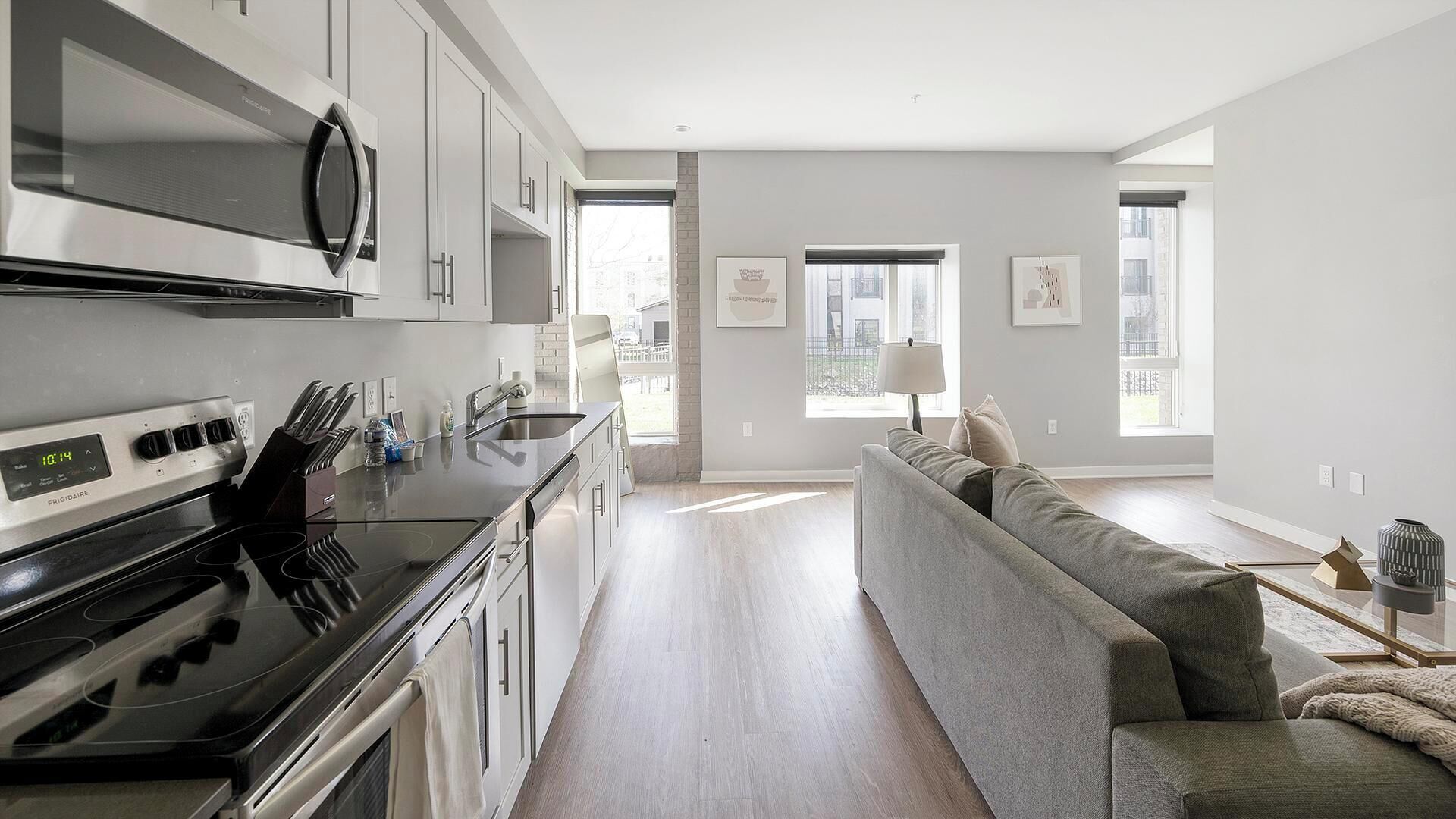 Fridge, dining tables