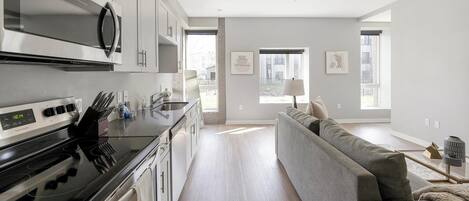 Fridge, dining tables