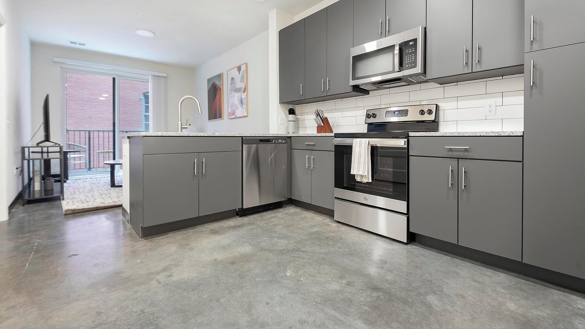 Fridge, dining tables