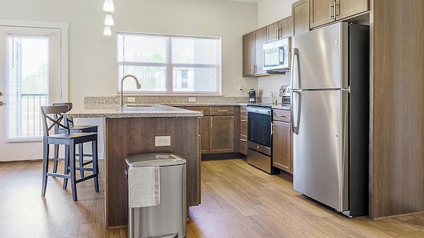 Fridge, dining tables