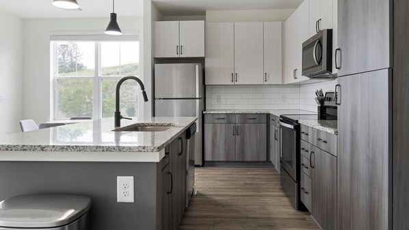 Fridge, dining tables